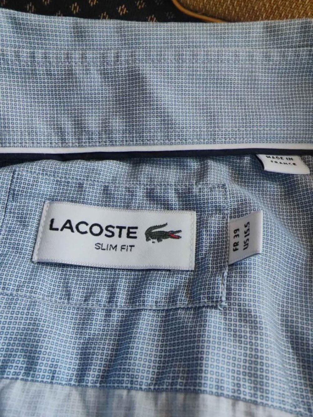 Lacoste Slim Fit M 39 15.5 Men Shirt France Dress Elegant Blue